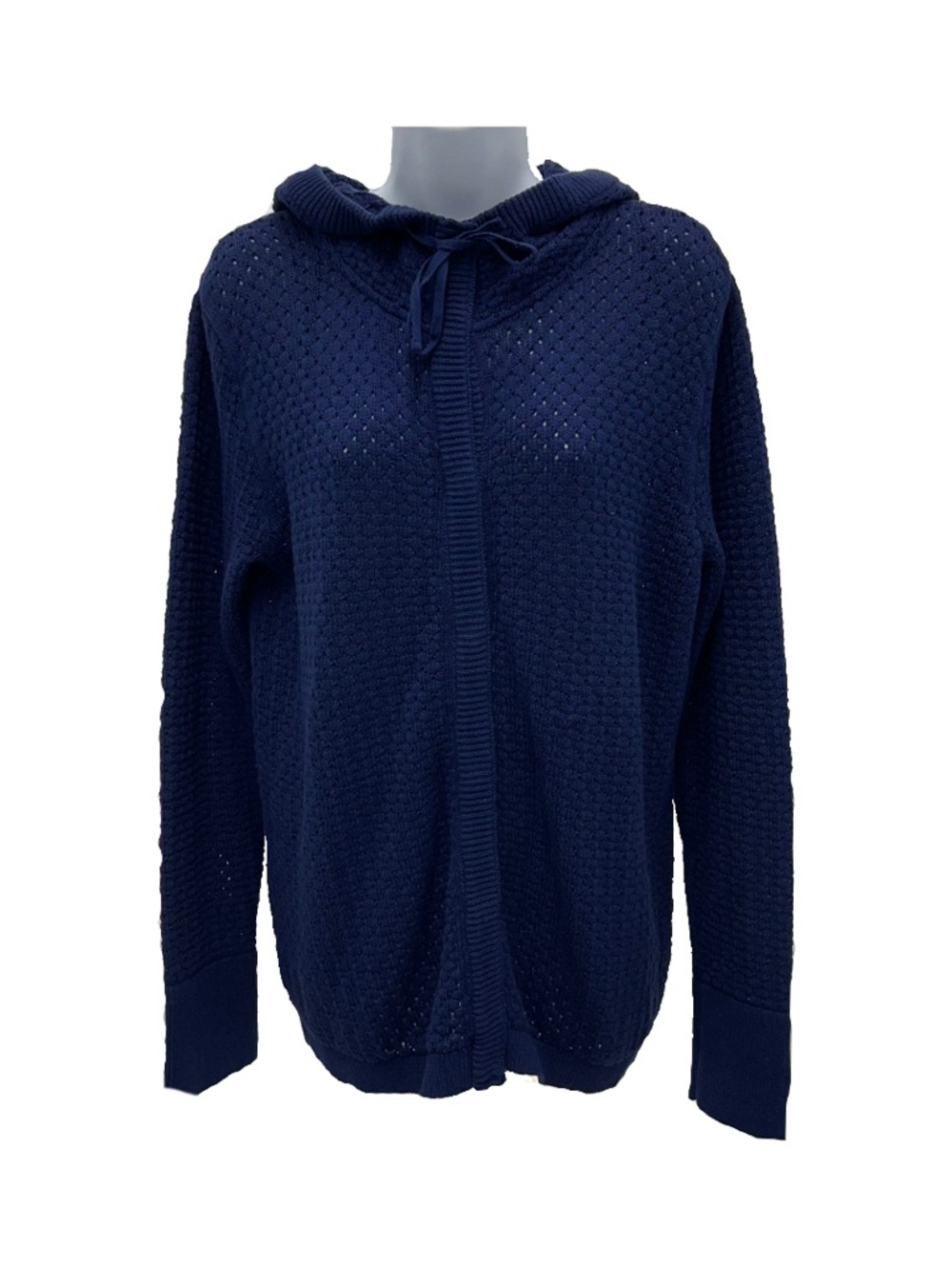 Route 66 Navy Blue Hooded Open-Knit Sweater